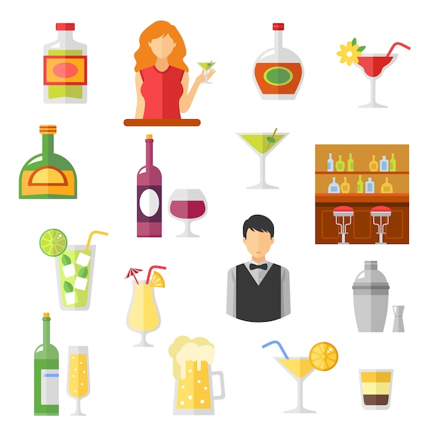 Free vector bar flat icons collection