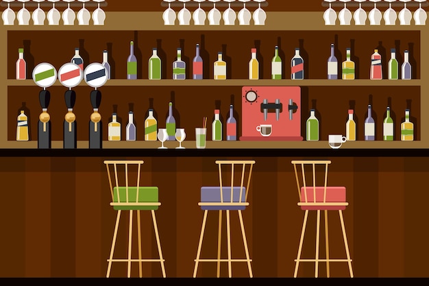 Free vector bar interior in flat style