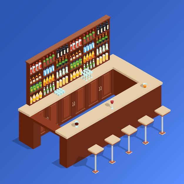 Free vector bar isometric composition