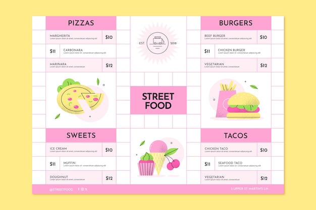 Free vector bar menu design template