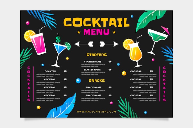 Bar menu design template