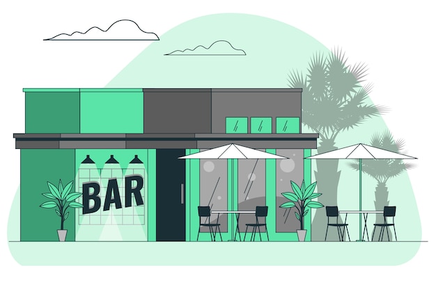 Bar outside concept illustration