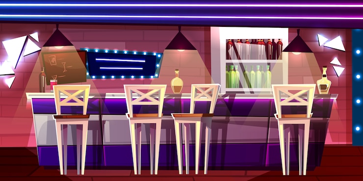 Free Vector bar or pub counter illustration in night club or hotel interior cartoon
