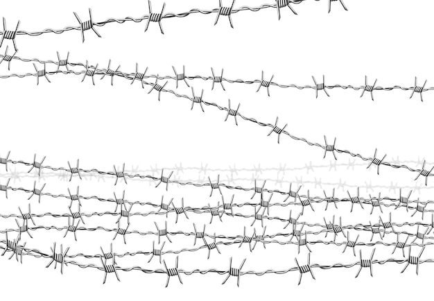 Free vector barb metallic seamless background with boundary fence symbols realistic vector illustration