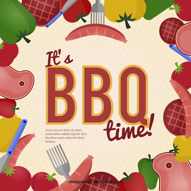 Free vector barbecue background full foodstuffs