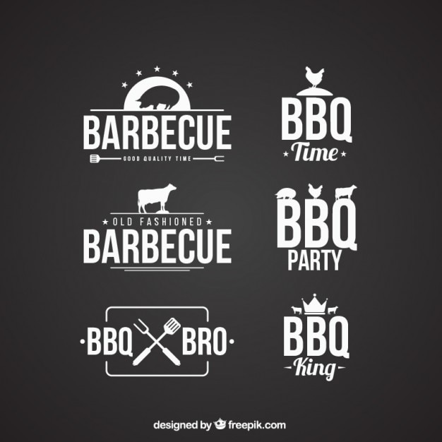 Vettore gratuito raccolta distintivi barbecue