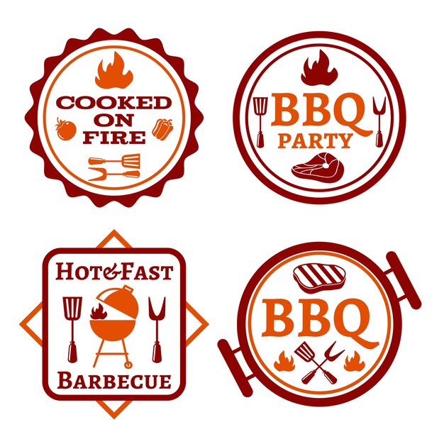 barbecue badges set.
