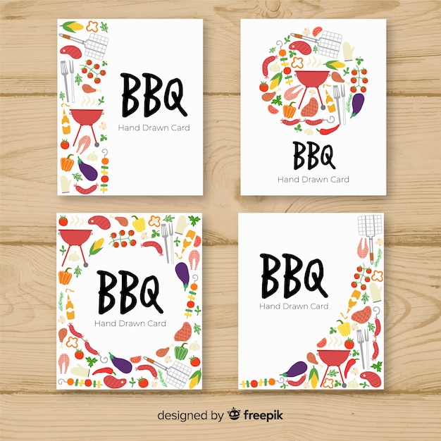 Free vector barbecue card collection