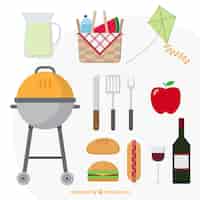 Free vector barbecue day elements
