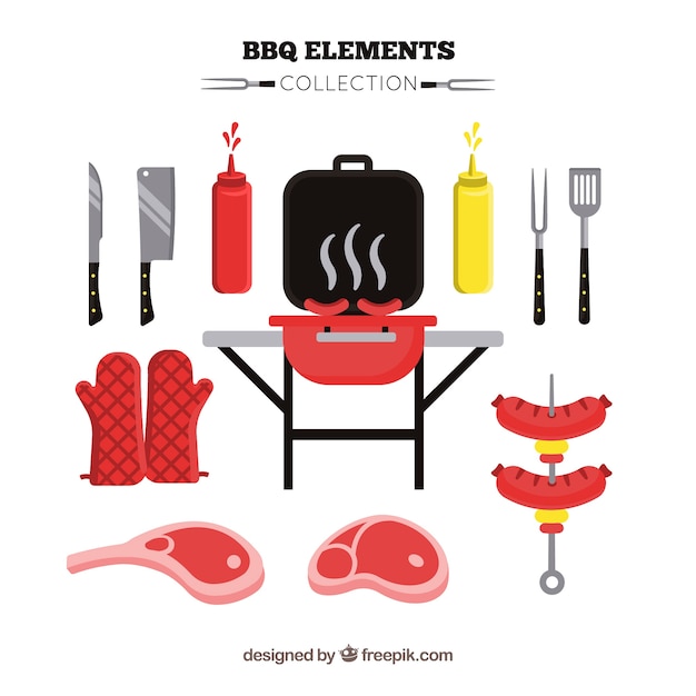 Vettore gratuito collezione di elementi per barbecue