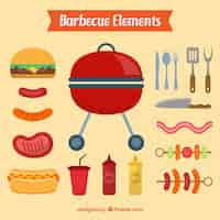 Free vector barbecue elements in flat design