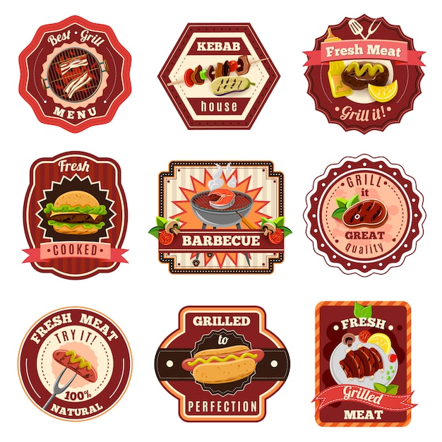 Barbecue Emblems Set