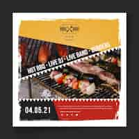 Free vector barbecue flyer square template