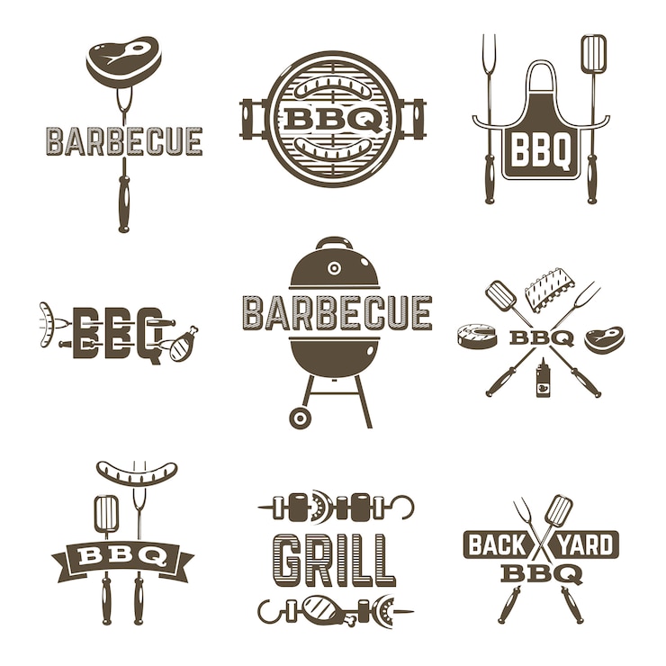 Free Vector barbecue and grill labels