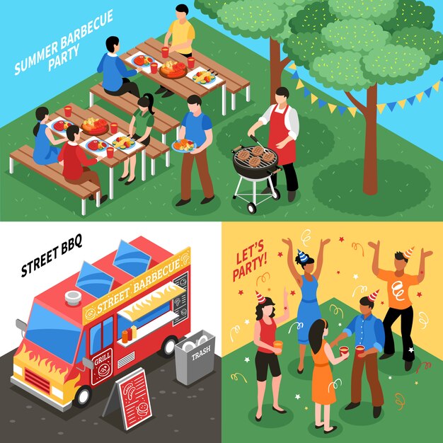 Barbecue Isometric Design Concept