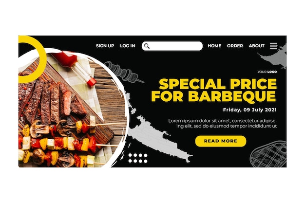 Free vector barbecue landing page template