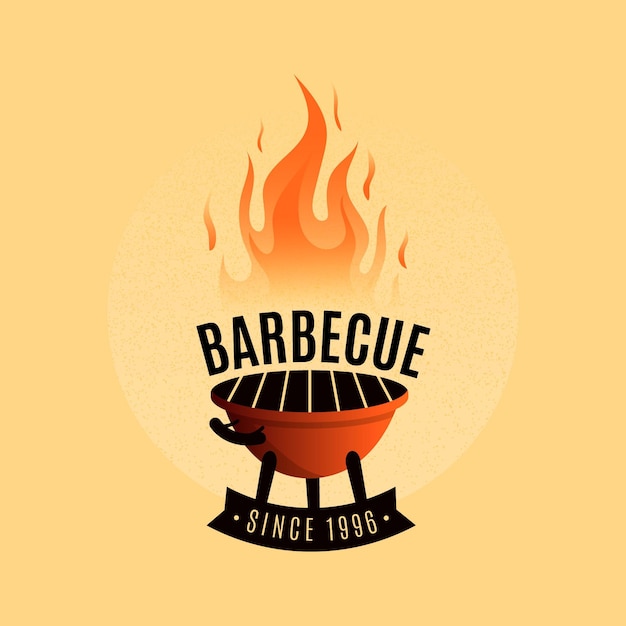 Vettore gratuito modello logo barbecue con dettagli