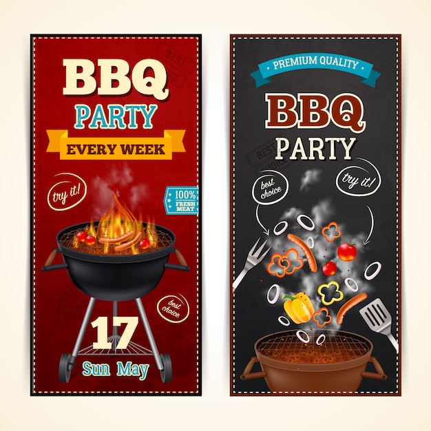 Free vector barbecue party banners set