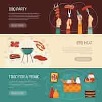 Free vector barbecue party horizontal banners