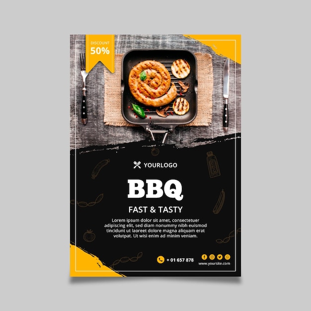 Vettore gratuito modello di poster barbecue