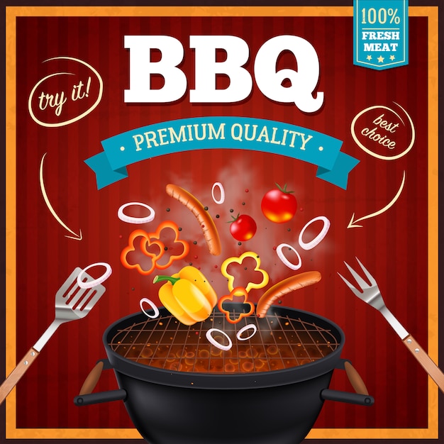 Free vector barbecue realistic poster