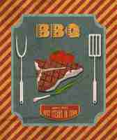 Free vector barbecue retro poster