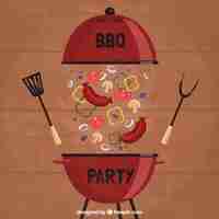 Free vector barbecue with food in flat design