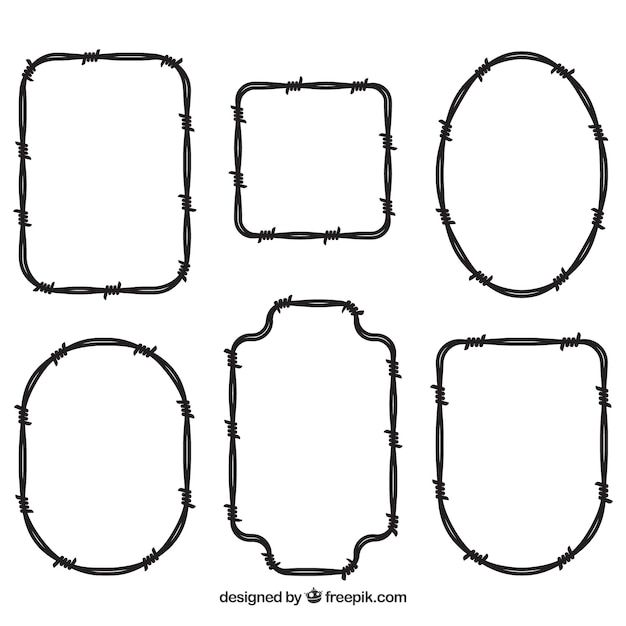 Free vector barbed wire frame collection of six