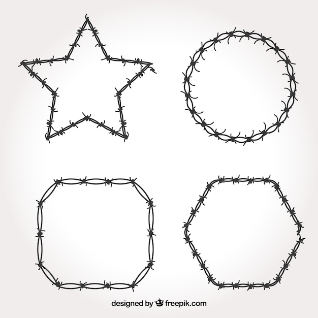 Barbed wire frame set of different shapes