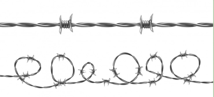 Free Vector barbed wire illustration, horizontal seamless pattern with twisted barb wire