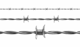 Vettore gratuito illustrazione del filo spinato, modello senza cuciture orizzontale con il filo spinato torto