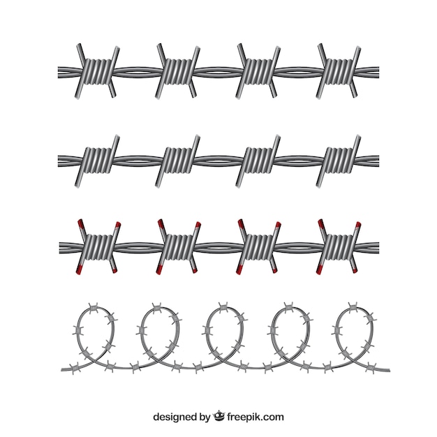 Free vector barbed wire set of four
