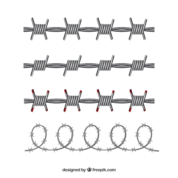 無料ベクター 4本の有刺鉄線セット