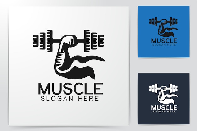 Barbel Gym Dumbbell fitness Hand biceps Logo Designs Inspiration, Vector Illustration