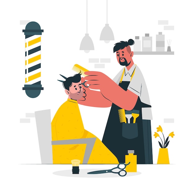 Vettore gratuito illustrazione del concetto di barbiere