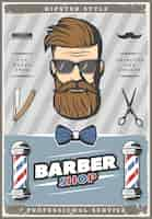 Free vector barber hipster vintage poster