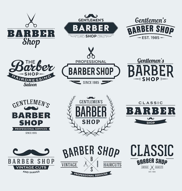 Free vector barber labels collection