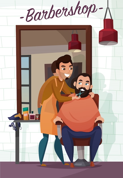 Free vector barber services cartoon illustration