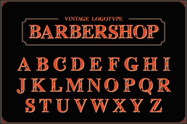 Barber shop alphabet design