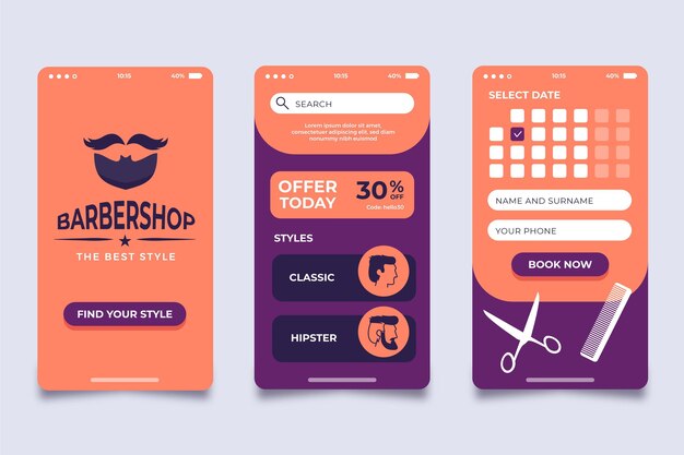 Barber shop booking app design