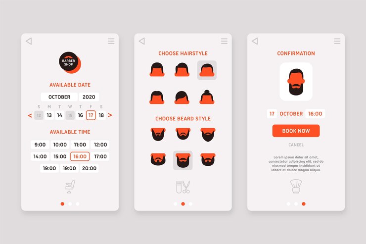 Free Vector barber shop booking app