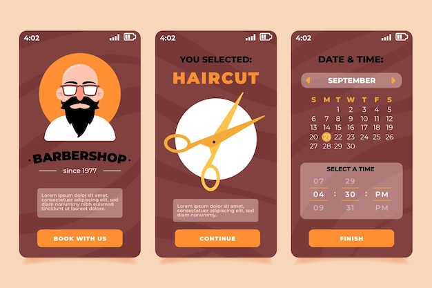 Free vector barber shop booking app