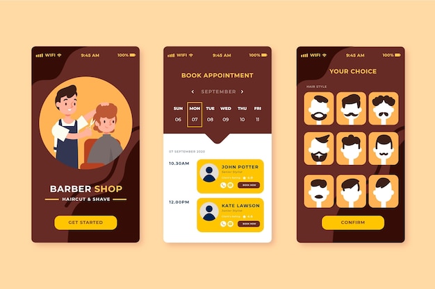 Free vector barber shop booking application