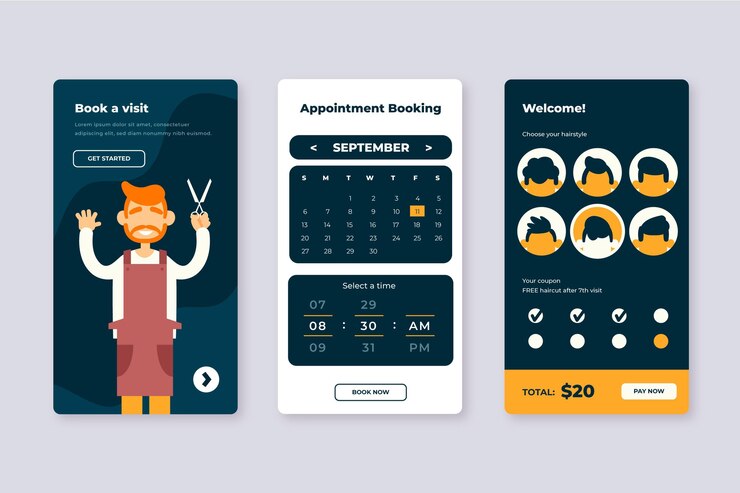 Free Vector barber shop booking online app