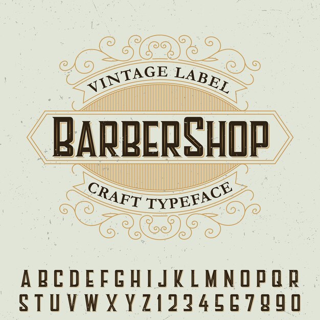 Barber Shop label font poster with sample label design