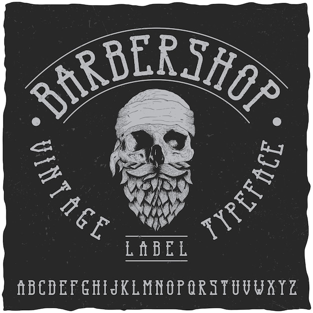 Barber shop label font and sample