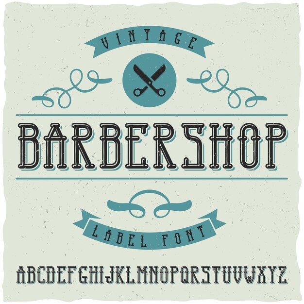 Barber Shop label font and sample