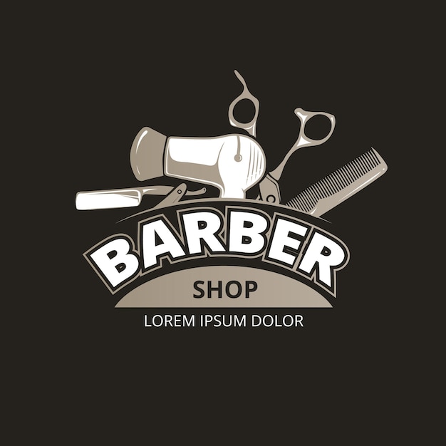 Barber shop vintage logo. Salon barber badge label, Barber shop service