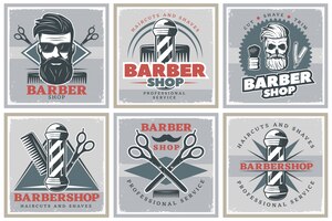 Vettore gratuito set di poster hipster da barbiere