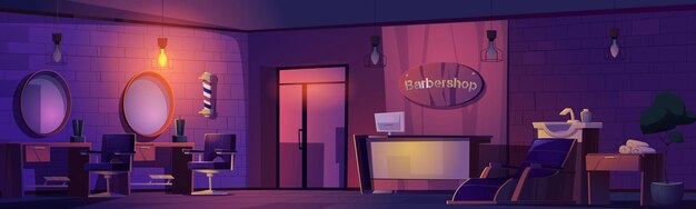 barbershop night interior dark beauty salon